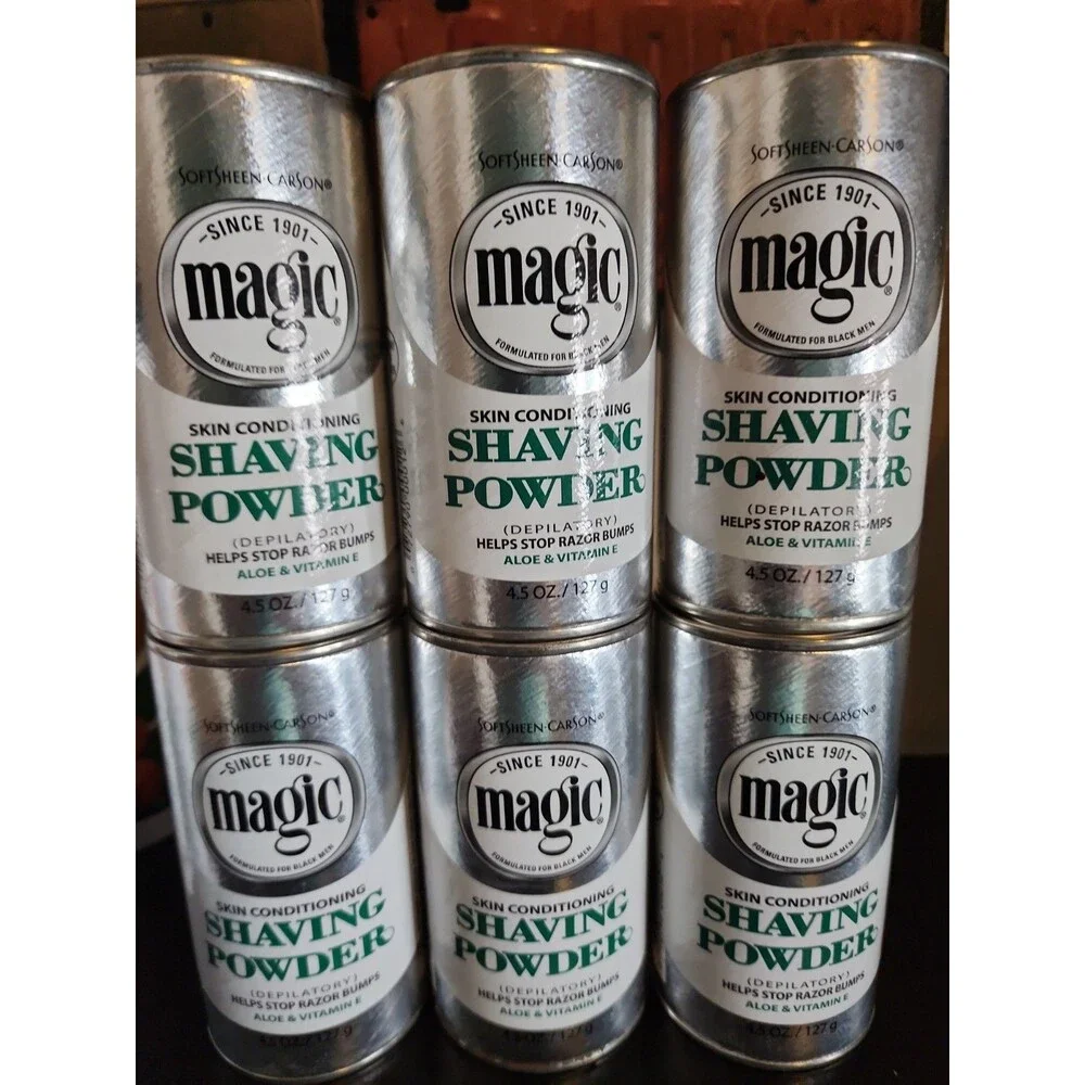 6 SoftSheen Carson MAGIC SHAVING POWDER Skin Silver Conditioning Aloe Vitamin E
